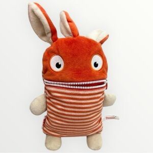 Worry Eater Soft Plush Toy with Storage Orange Striped Kids Biff Comforting Gift